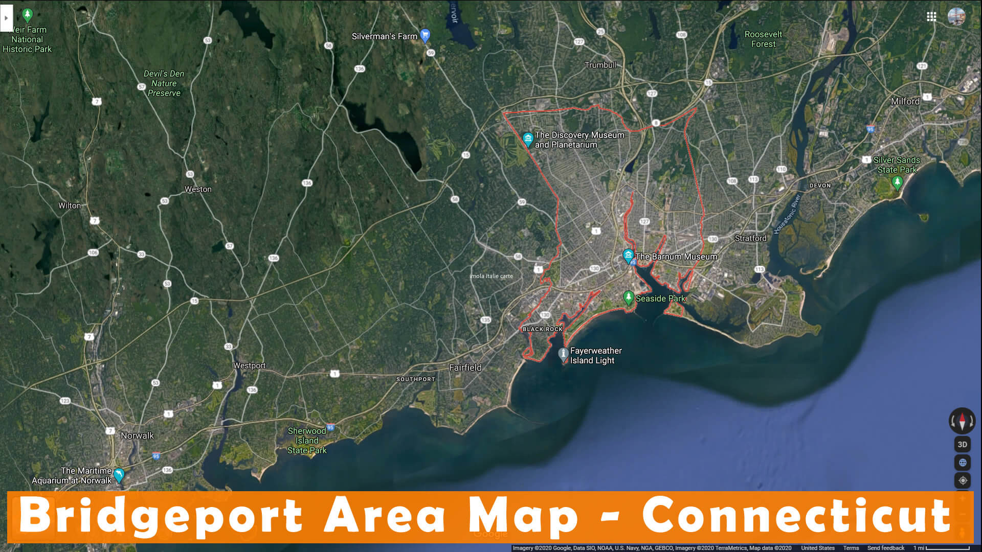 Bridgeport Area Map Connecticut